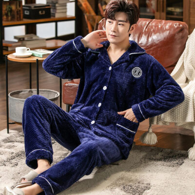 Autumn winter men’s plus size pajamas wholesale two-piece set