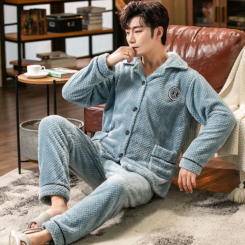 Autumn winter men’s plus size pajamas wholesale two-piece set