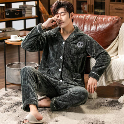 Autumn winter men’s plus size pajamas wholesale two-piece set