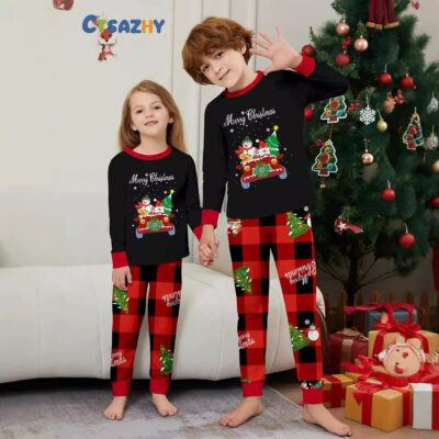 European style Christmas family pajamas supplier holiday sets