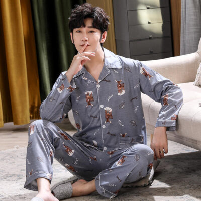 Cotton men’s plus size pajamas bulk loungewear set