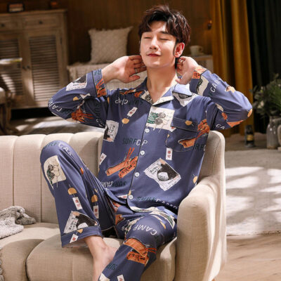 Cotton men’s plus size pajamas bulk loungewear set