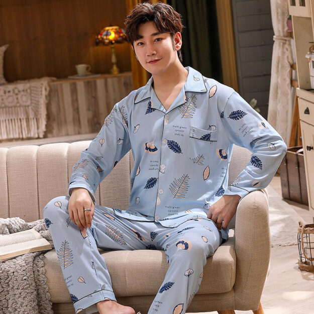 Cotton men’s plus size pajamas bulk loungewear set