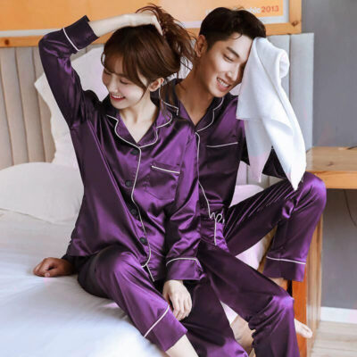 Bulk couple satin pajamas spring autumn long sleeve