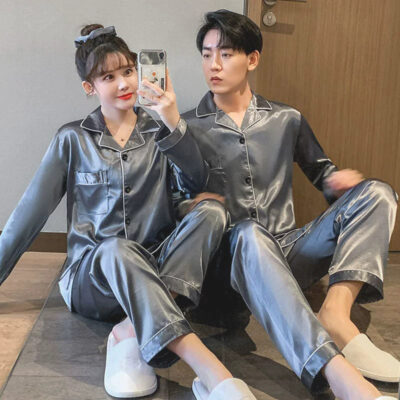 Bulk couple satin pajamas spring autumn long sleeve