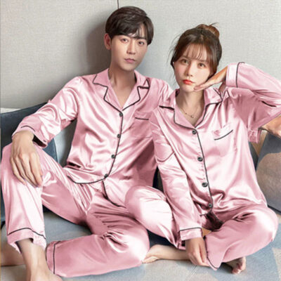 Bulk couple satin pajamas spring autumn long sleeve