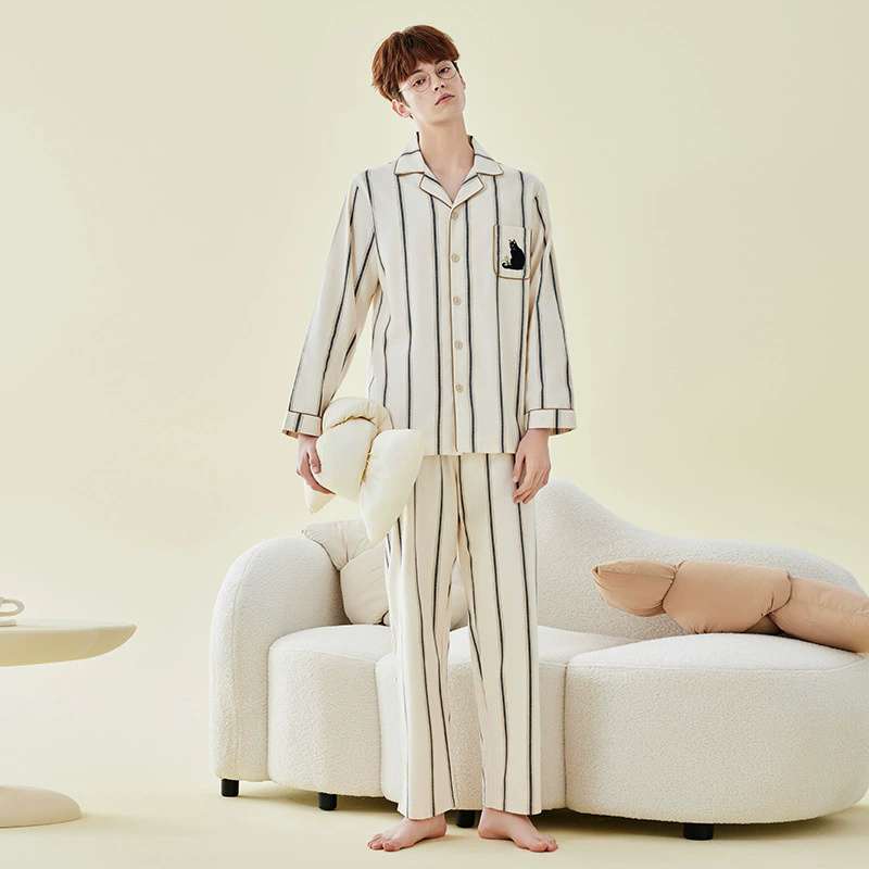 Couple’s autumn winter cotton pajamas manufacturer (7) Couple cotton pajamas manufacturer autumn winter set