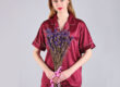 Custom summer women’s satin pajamas short sleeve set