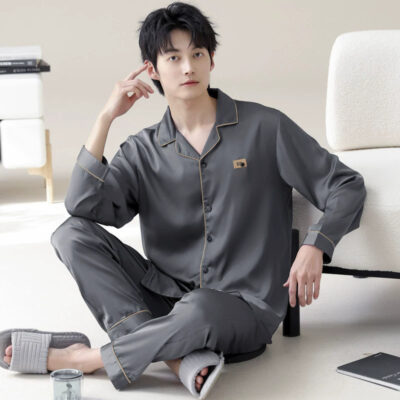 Satin pajamas bulk spring autumn long sleeve cardigan set