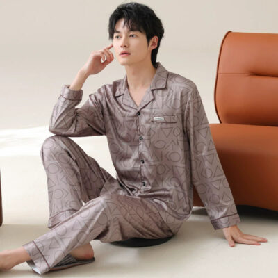 Satin pajamas bulk spring autumn long sleeve cardigan set