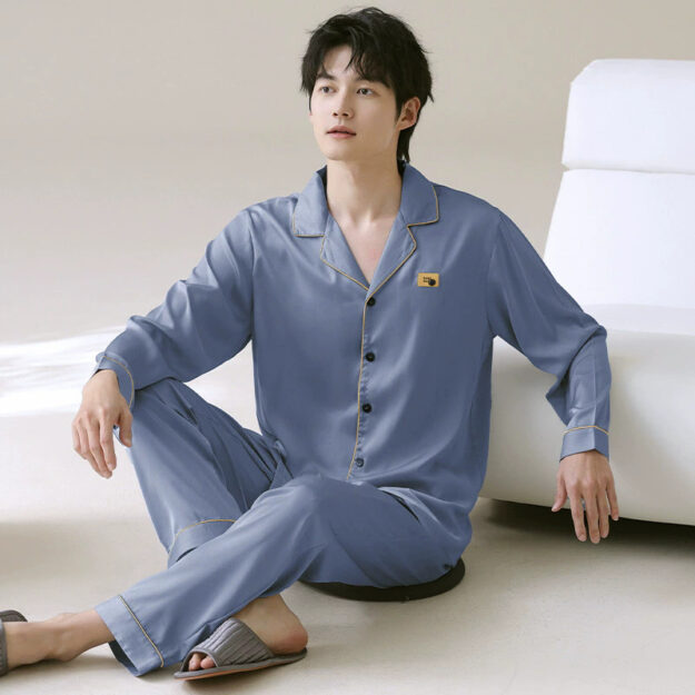 Long sleeve satin pajamas cardigan bulk collection (5) Satin pajamas bulk spring autumn long sleeve cardigan set