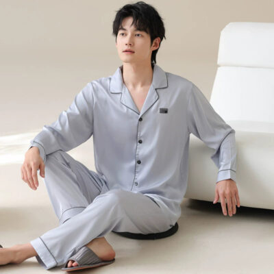 Satin pajamas bulk spring autumn long sleeve cardigan set