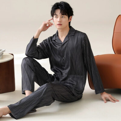 Satin pajamas bulk spring autumn long sleeve cardigan set