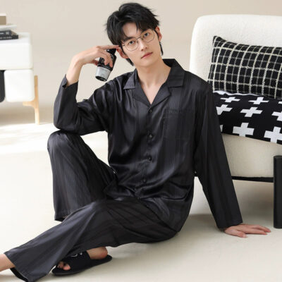 Satin pajamas bulk spring autumn long sleeve cardigan set