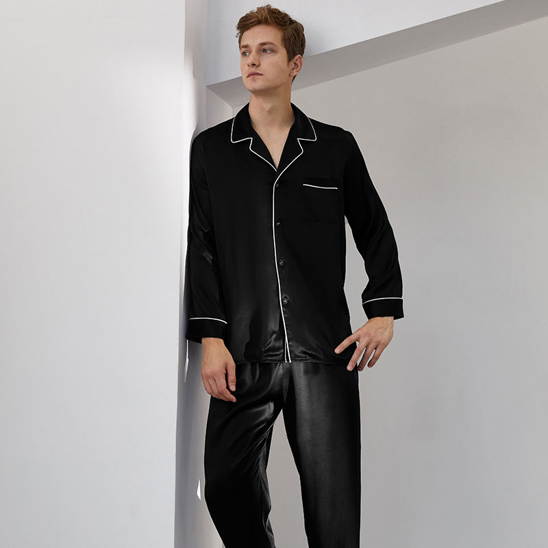 Long sleeve silk pajamas for men supplier series (2) Spring autumn men’s silk pajamas supplier collection
