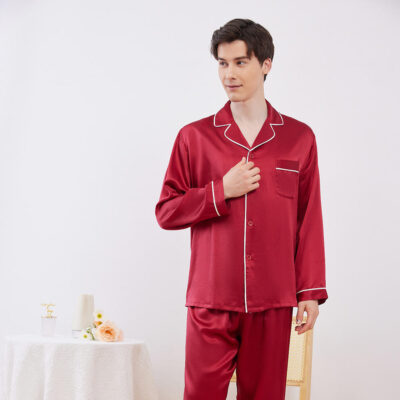 Men’s silk pajamas factory luxury set