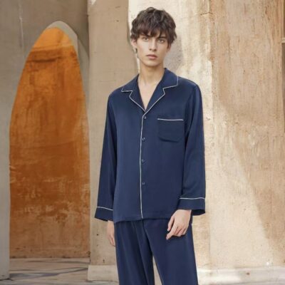 Men’s silk pajamas factory luxury set