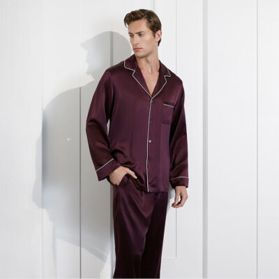 Men’s silk pajamas manufacturer luxury loose fit sleepwear