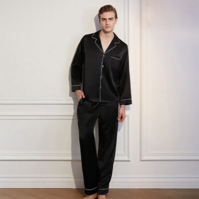 Men’s silk pajamas manufacturer luxury loose fit sleepwear