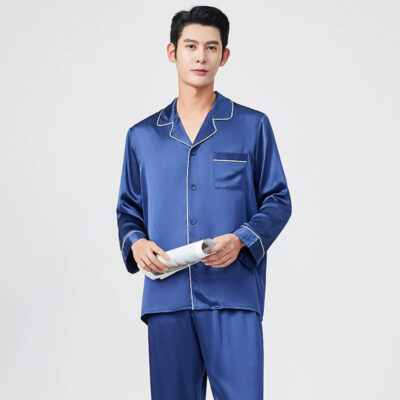 Men’s silk pajamas manufacturer luxury loose fit sleepwear