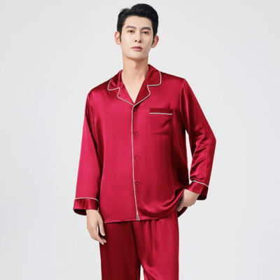 Men’s silk pajamas manufacturer luxury loose fit sleepwear