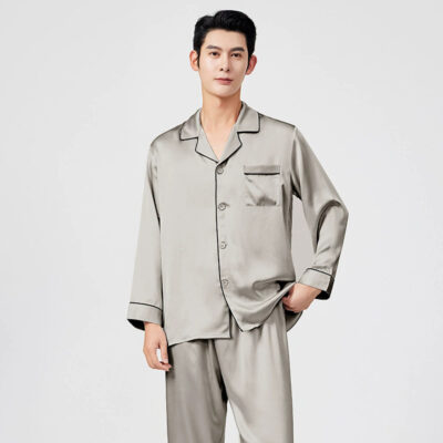 Men’s silk pajamas manufacturer luxury loose fit sleepwear