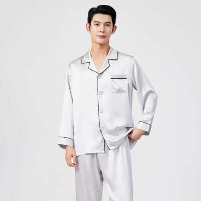 Men’s silk pajamas manufacturer luxury loose fit sleepwear