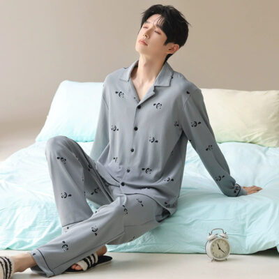Stylish men’s cotton pajama set supplier homewear