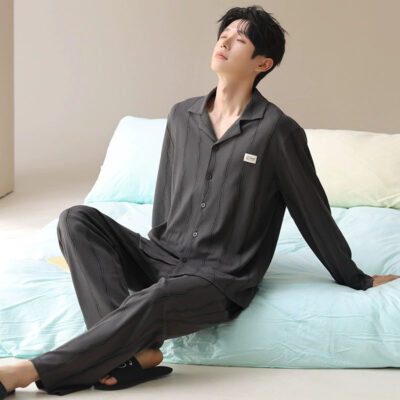 Stylish men’s cotton pajama set supplier homewear
