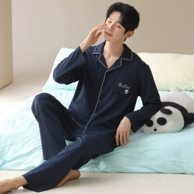 Stylish men’s cotton pajama set supplier homewear