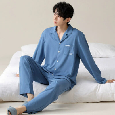 Stylish men’s cotton pajama set supplier homewear