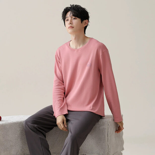 Men’s cotton pajamas factory spring autumn loungewear set