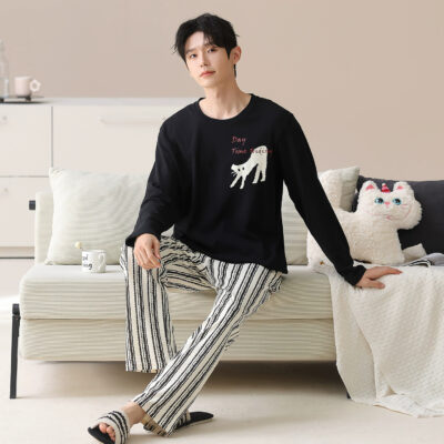 Men’s cotton pajamas wholesale spring autumn long sleeve