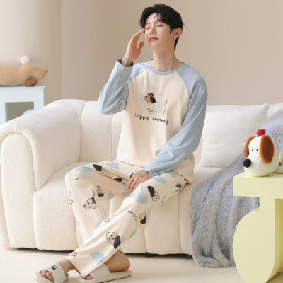 Men’s cotton pajamas wholesale spring autumn long sleeve