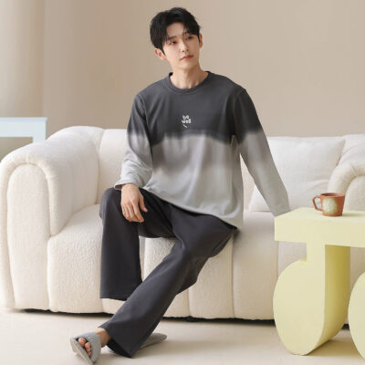 Men’s cotton pajamas wholesale spring autumn long sleeve