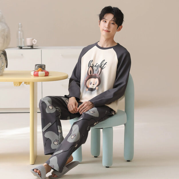 Men’s cotton pajamas wholesale spring autumn long sleeve
