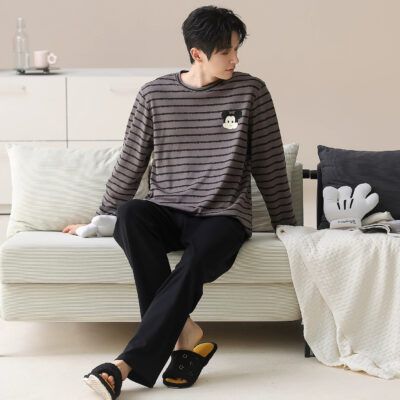 Men’s cotton pajamas wholesale spring autumn long sleeve
