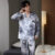 Spring autumn men satin pajamas long sleeve pants set