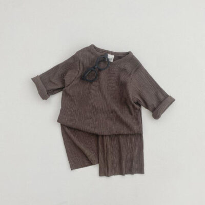 Soft ribbed baby and toddler pajamas in solid color