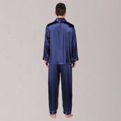 Solid silk men’s plus size pajamas two-piece set factory