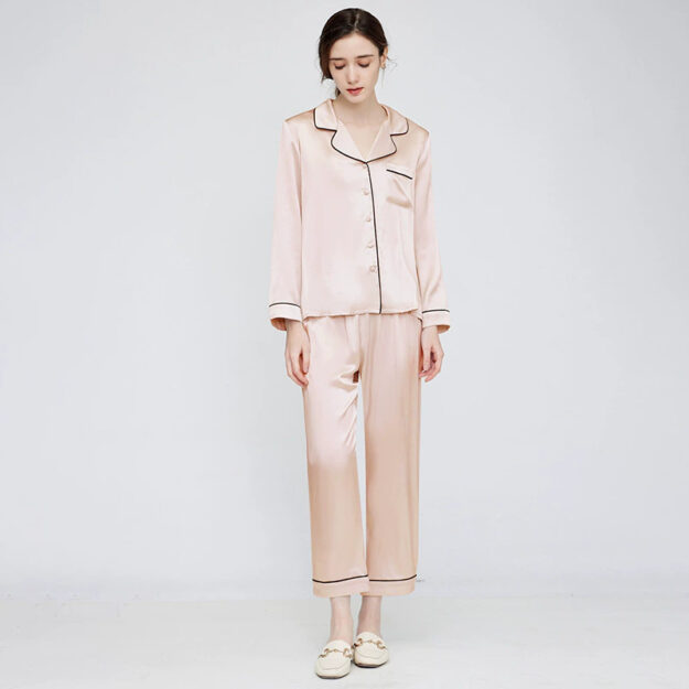 Silk pajamas wholesale luxury women’s loungewear (6) Women’s silk pajamas wholesale spring autumn luxury set