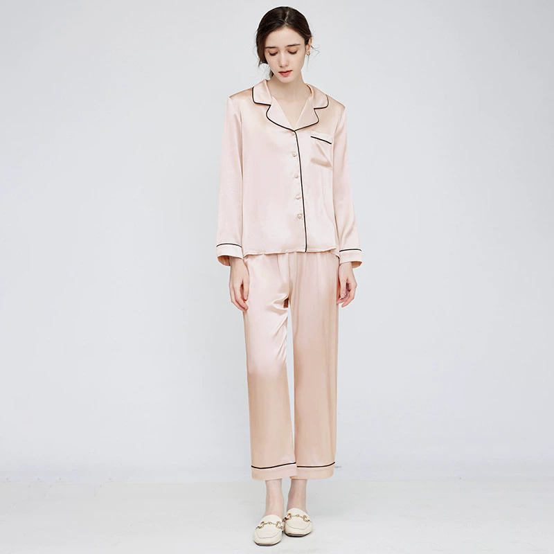 Silk pajamas wholesale luxury women’s loungewear (6) Women’s silk pajamas wholesale spring autumn luxury set