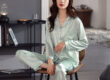 Women’s satin pajamas factory spring autumn long sleeve set