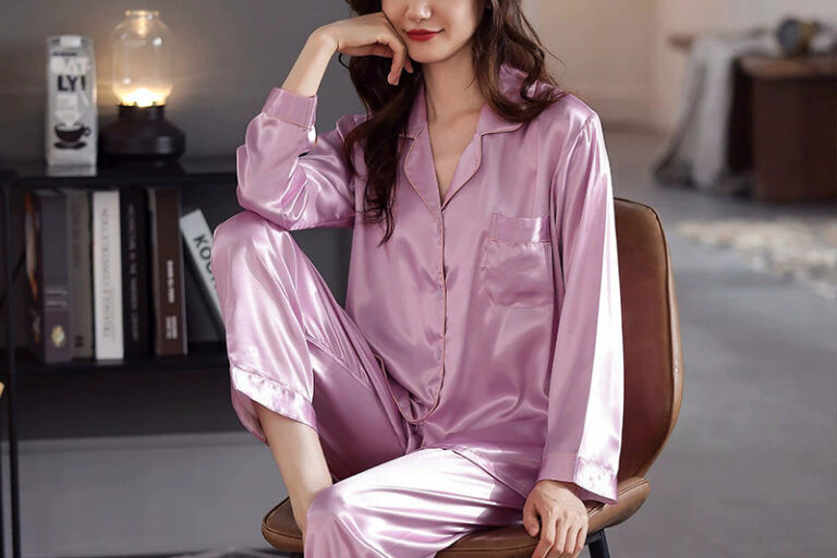 Women’s satin pajamas factory spring autumn long sleeve set