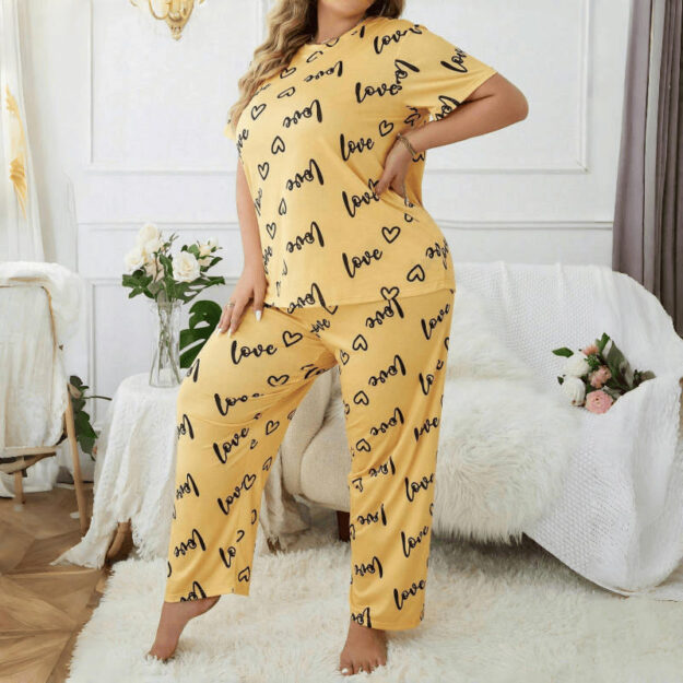 Summer casual women’s plus size pajamas wholesale set