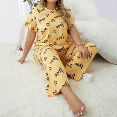 Summer casual women’s plus size pajamas wholesale set