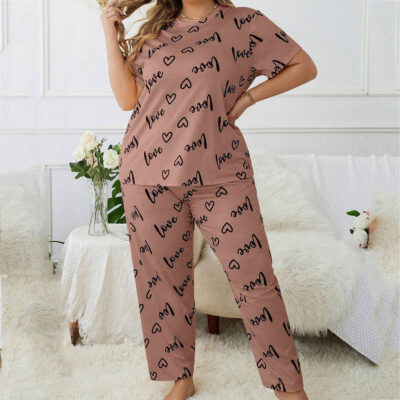 Summer casual women’s plus size pajamas wholesale set