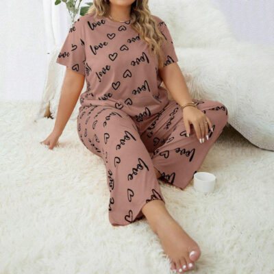 Summer casual women’s plus size pajamas wholesale set
