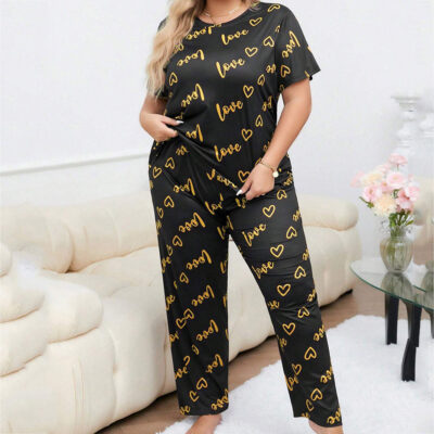 Summer casual women’s plus size pajamas wholesale set