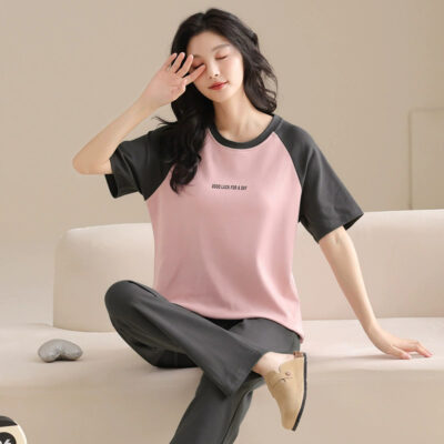 Women’s cotton pajamas bulk summer short sleeve set